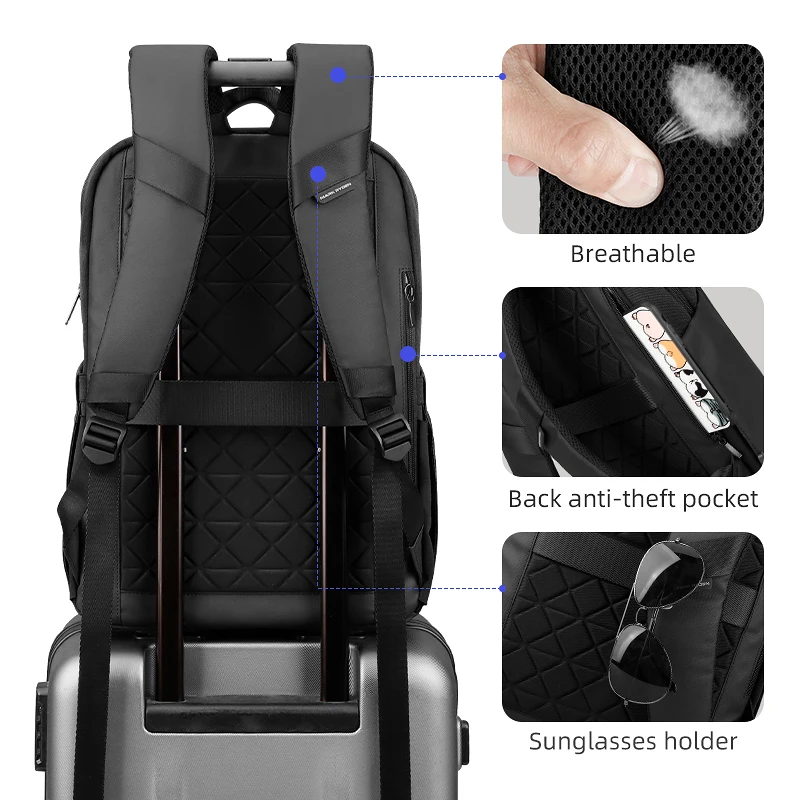 Mark Ryden 2021 New USB Free Charging Men Backpack 15.6 Inch Laptop Bag Two Side Pocket Water Resistant Men Backpack