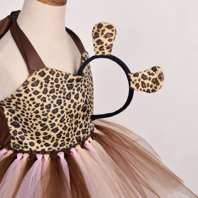 Ragazze Costumi Animali Giraffa Tigre Principessa Vestito con Fascia Coda  Tutu Gonna Carnevale Cosplay Vestire Vestiti