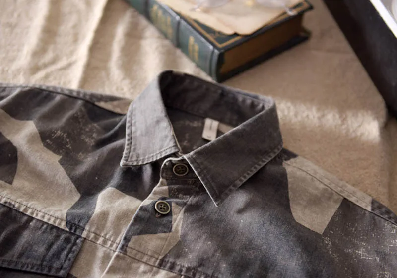 KIOVNO Men Camouflage Casual Denim Shirts Long Sleeves MIlitary Style Jeans Shirts For Male Size M-3XL  (13)