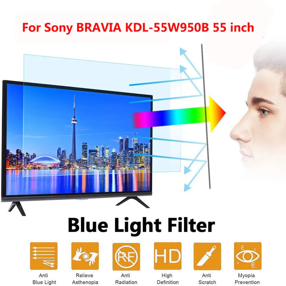 Для Sony BRAVIA KDL-55W950B 55 дюймовый монитор Экран протектор-синий светильник фильтр