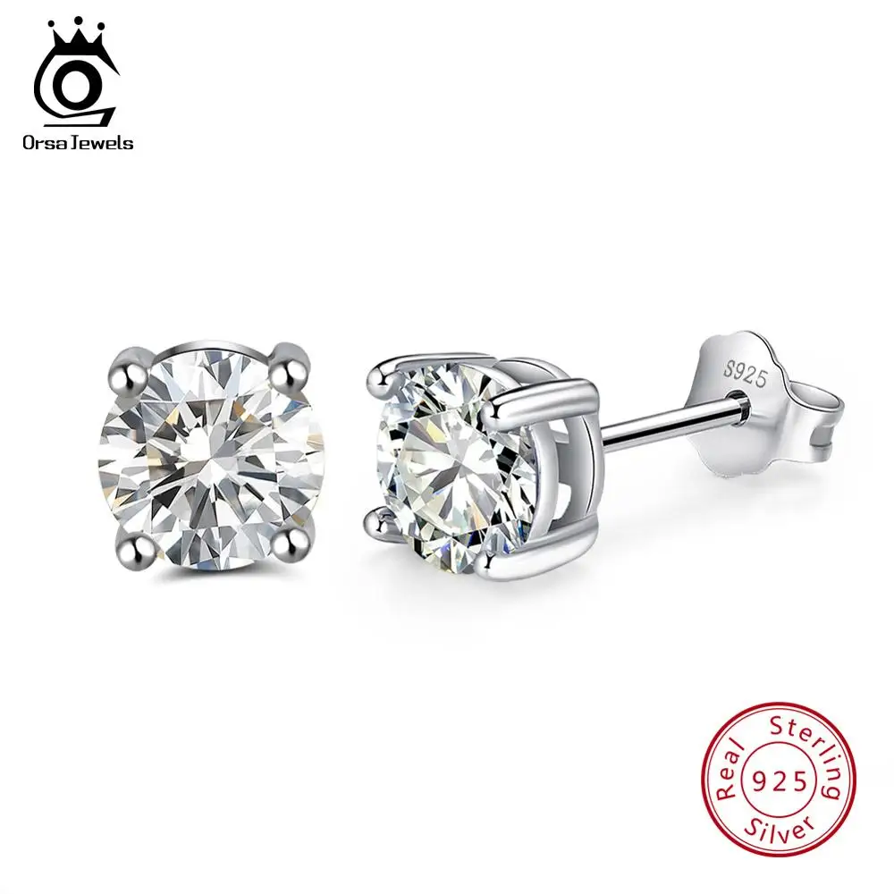 ORSA JEWELS 12 цветов серьги гвоздики для женщин из стерлингового серебра 925 пробы с