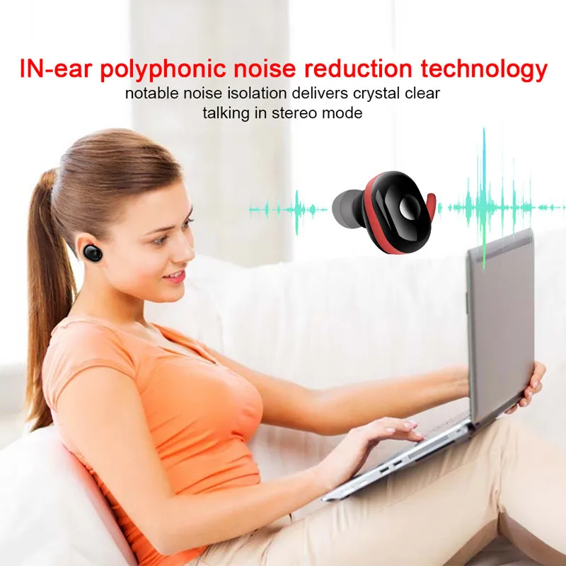TWS Bluetooth Earphone Mini Wireless Headphone Earbuds Sport Bluetooth Headset with Charging Box Mic For Smart Phone