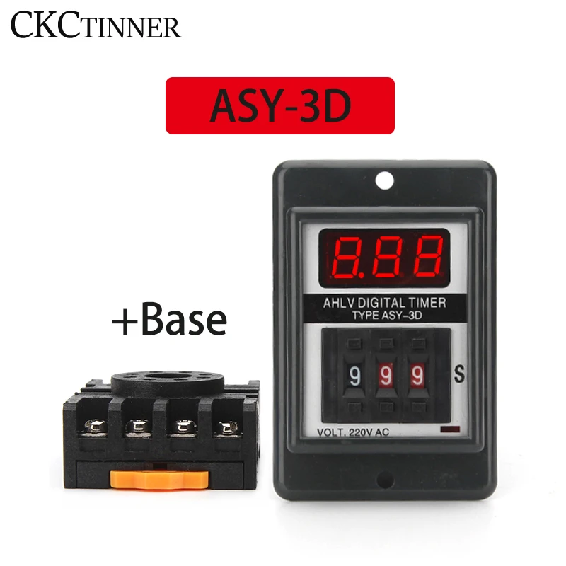 Relé do Tempo do Temporizador do Atraso com Base Relé Programável do Atraso 8pin dc 12v dc 24v ca 110v ca 220v 1-999s Asy3d
