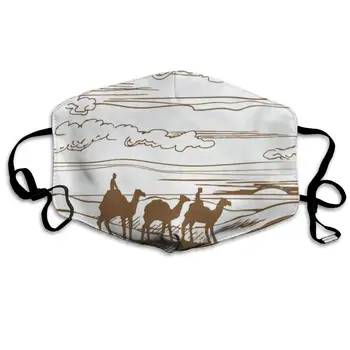 

Face Mask Desert Camels Silhouette Amazing Cycling Half Face Earloop Dust Mask for Woman