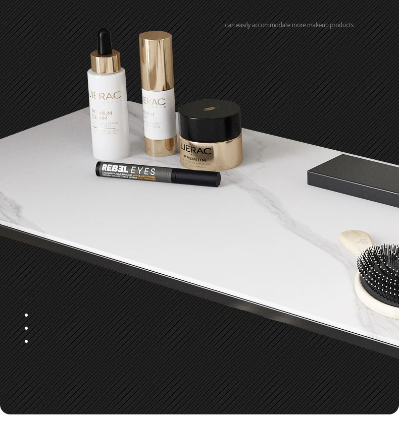 Modern minimalist bedroom slate dressing table LED mirror makeup table stool combination