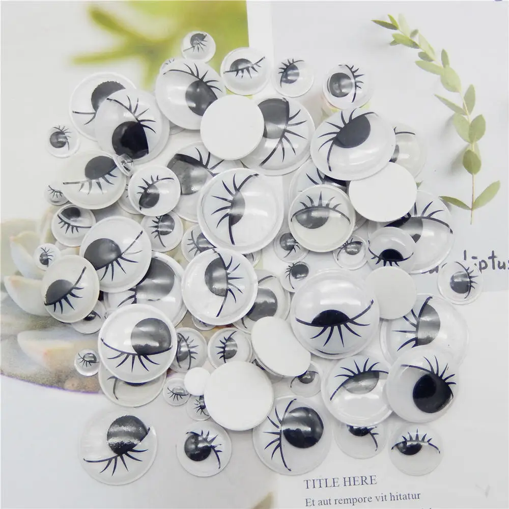 70pcs Moving Eyeball Plastic Eyes Cabochons Eyewinker with Adhesive Sticker Children Doll Toy Handmade Scrapbook DIY Findings | Украшения и