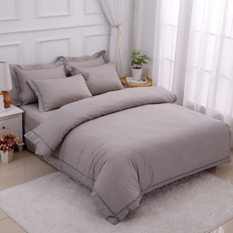 Yimeis Комплект постельного белья, одноцветное постельное белье, хлопок, европейский стиль, постельное белье с резинкой BE45003 - Цвет: 2