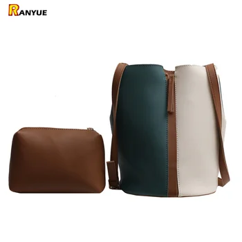 

New Designer Women Handbags PU Leather Bucket Shoulder Bags Female Fashion Larger Capacity Crossbody Messenger Bags Girls