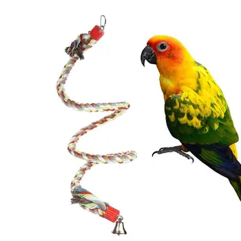 

1.6M Colorful Cotton Rope Parrot Ladder Swing Perch Bird Chew Toys Twist String Bird Colorful Swing Perch Toy For Pet Traning