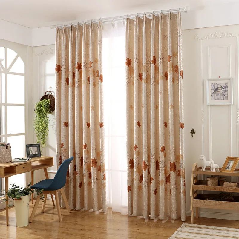

Maple Leaf Print Shading Curtains for Living Dining Room Bedroom.