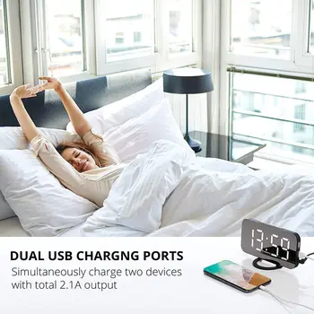 

Digital alarm clock - stylish led clock with the USB port, a huge display, adjustment of display's brightness, the function of s