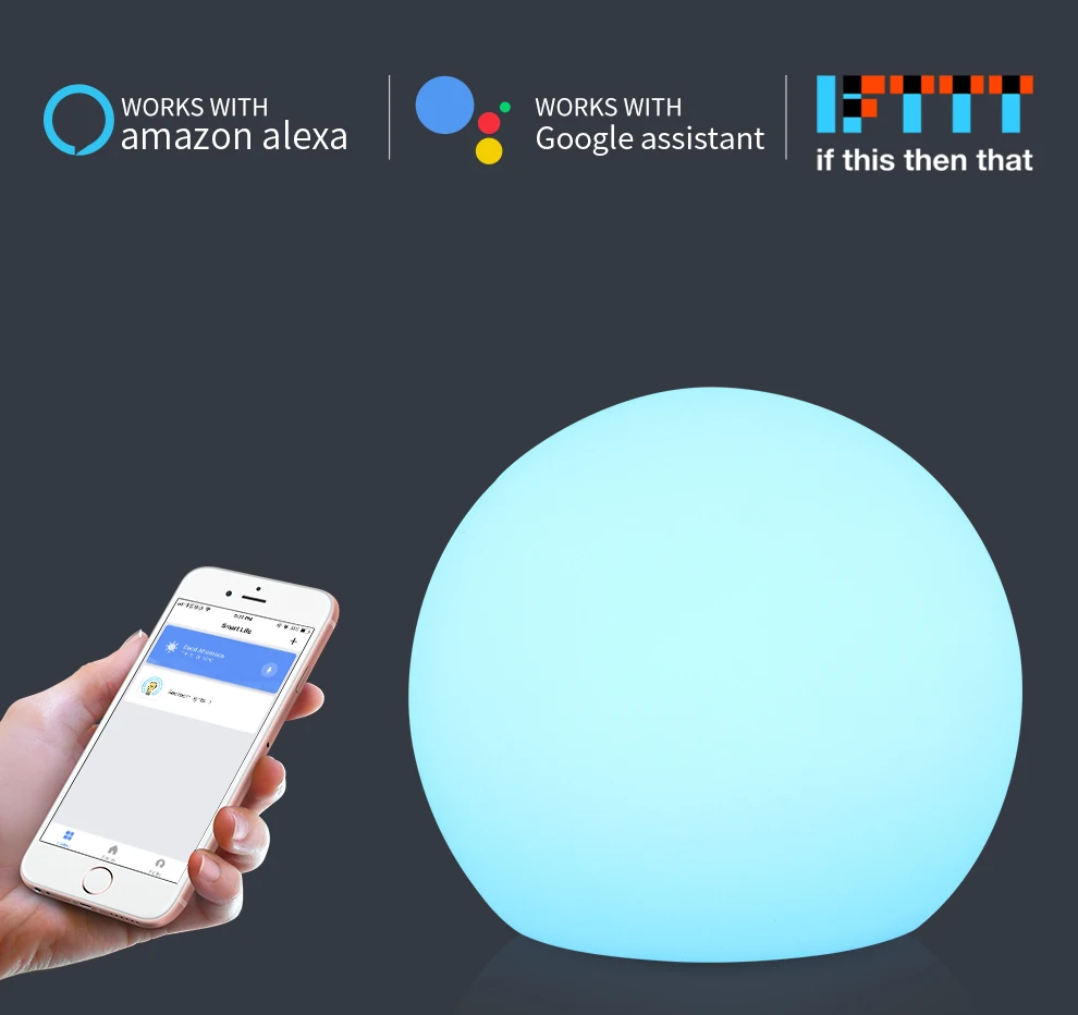 D15/20 см мяч WiFi умный стол с сигналами "красный-зеленый-синий светодиодный лампа работает с Amazon Alexa Google Home голосовое Управление мобильное приложение светодиодный окружающей среды ночные огни