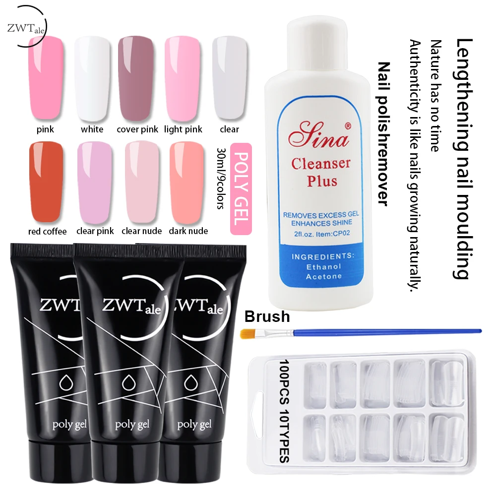 ZWTale 30 мл Polygel набор Быстрый гель Лаки акриловые УФ для ногтей советы полустойкое к