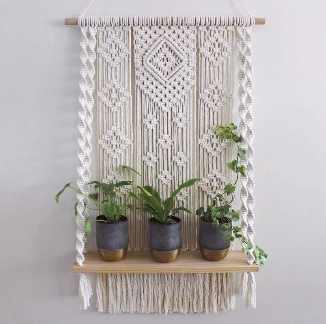 New Bohemian Hand Woven Tapestry Decoration Rack Diy Wall Hanging Tapestry Storage Shelf Bedroom Living Room Macrame Home Decor Decorative Shelves Aliexpress