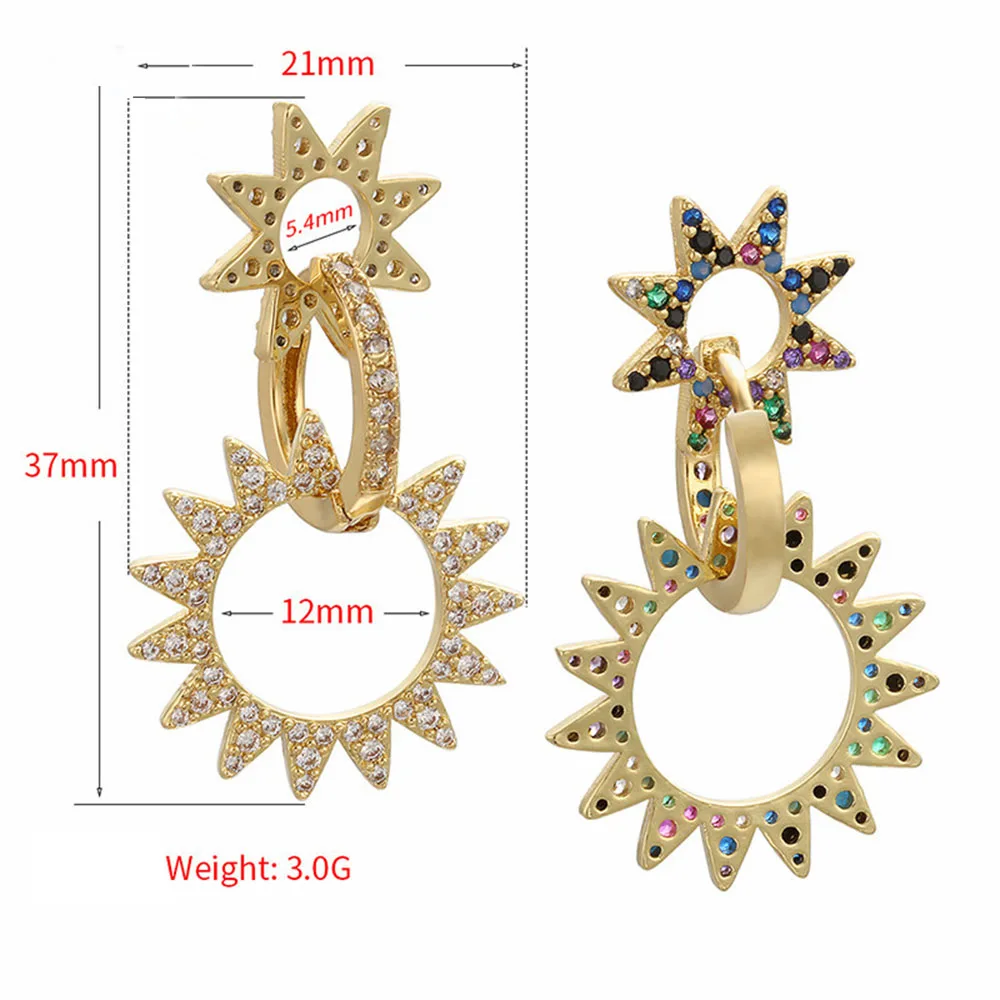 Маленькие серьги-кольца для женщин, многослойная серьга с шестерней, с заклепками, радужные CZ ювелирные изделия, золотой, серебряный цвет, круглые обручи, 1 штука