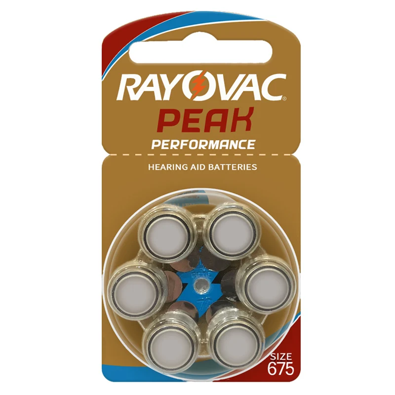 RAYOVAC Пик 60 x слуховой аппарат батареи 675A! 60 шт. батареи слухового аппарата. Цинк воздуха A675 для слухового аппарата SIEMENS