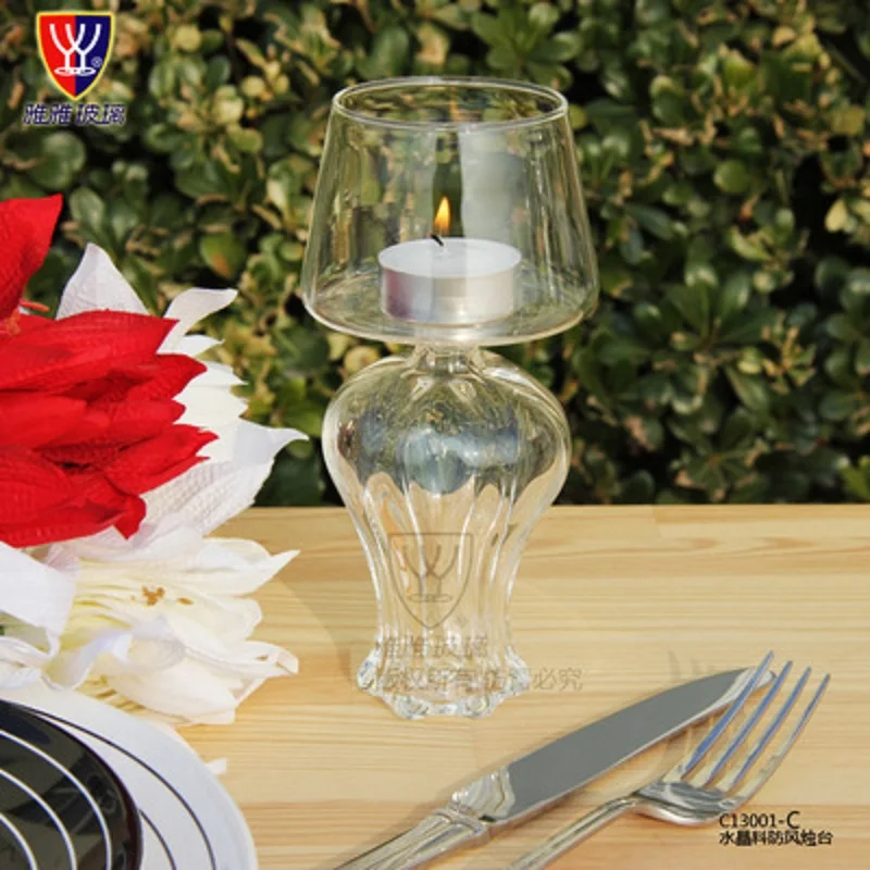 

O.RoseLif Handmade Unleaded Glass Candlestick Tea Light Candle Holder Home Room Party Decoration Hurricane Lamp Storage Holders