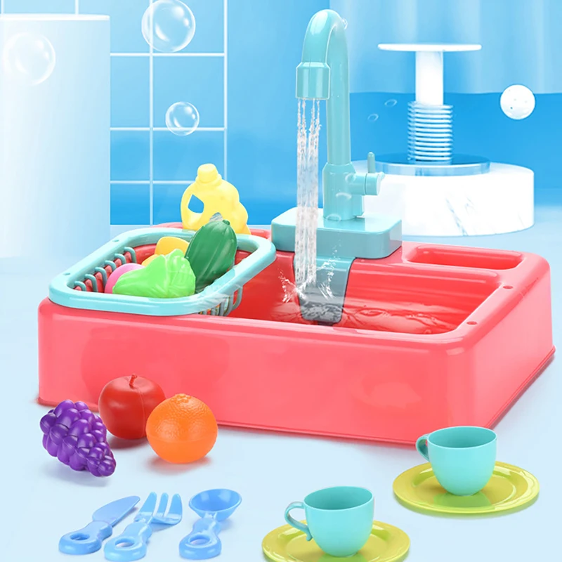 Kids Kitchen Simulation Electric Dishwasher Sink Pretend Play Toys With Water Wash Basin Kit Child Xmas Gifts | Игрушки и хобби