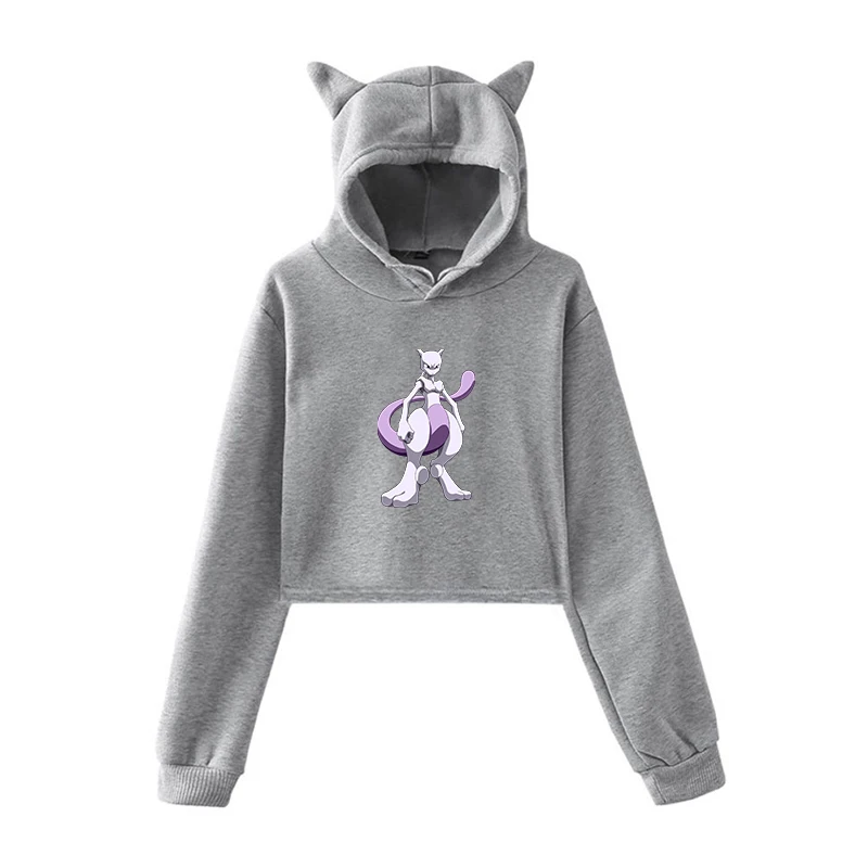 Harajuku Толстовка Покемон Мьюту Ponyta толстовки женская розовая одежда Kpop Одежда для девочек уличная одежда женские топы с длинными рукавами