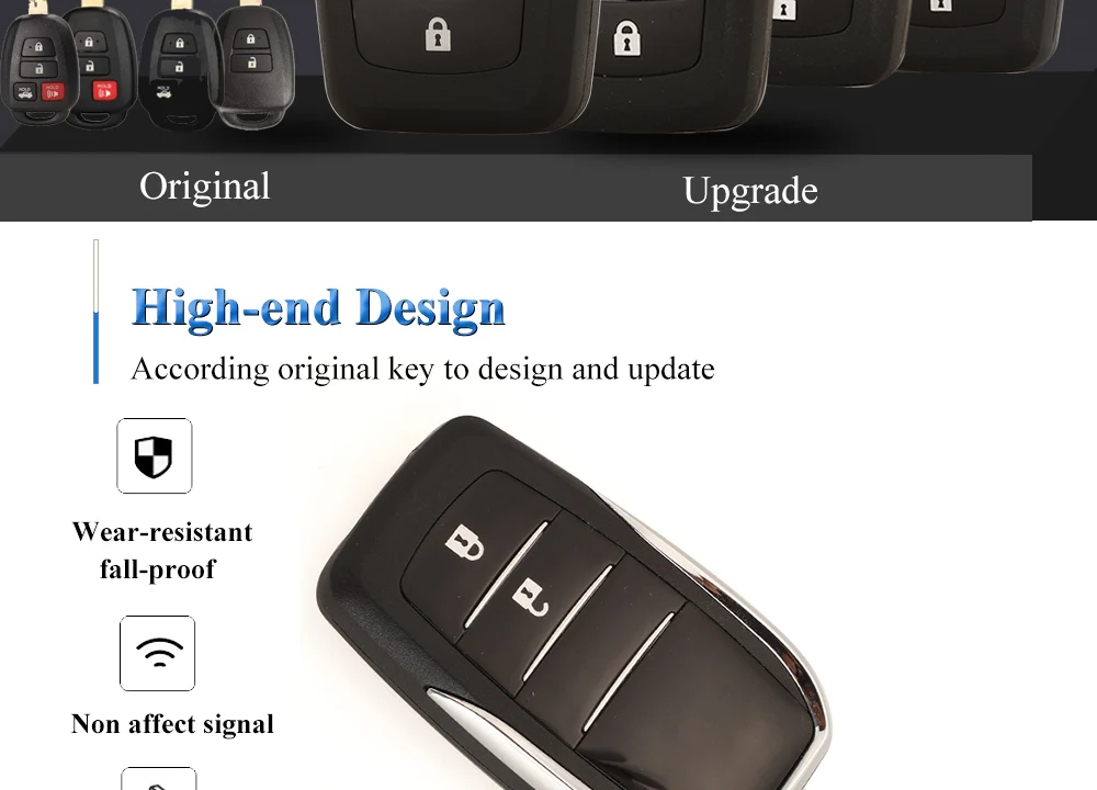 Keyforkess 10pcs aggiorna la custodia chiave dell'automobile a distanza per Toyota TOYOTA Reiz Corolla Camry RAV4 Prius 2/3/4 pulsante modificato Flip Key Shell - H0f0bdb0a00304b4ba44ea182be632195X