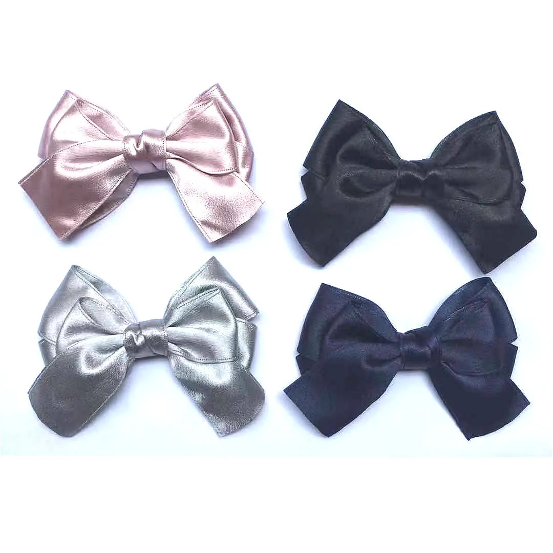 

South Korea Korean-style Hipster Fabric Large Bow Spring Clip Ponytail Clip Head Clip Barrettes Paving Ornament Accessories