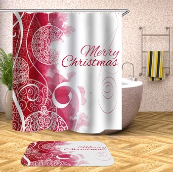 

Christmas Shower Curtains For Bathroom Merry Christmas Snowman Snowflake Santa Claus Frabic Waterproof Polyester Bath Curtain