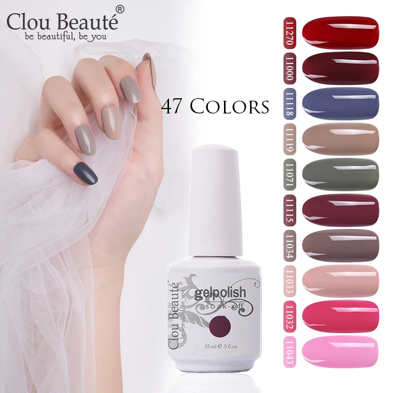 Гель-лак Clou Beaute Vernis, УФ-краска, сделай сам, лак для ногтей, гибридный, 15 мл, розовый, красный, фиолетовый цвета, УФ-яркий и блестящий Гель-лак