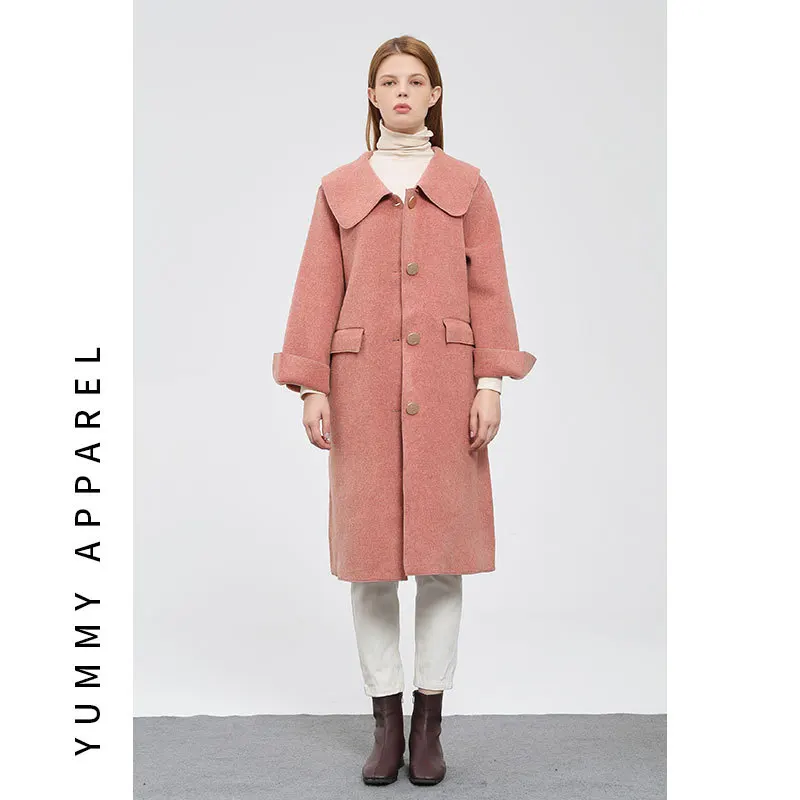 

Jacket women's autumn and winter cashmere double-sided woolen woolen coat 2020 new Korean style mid-length fashion solid color