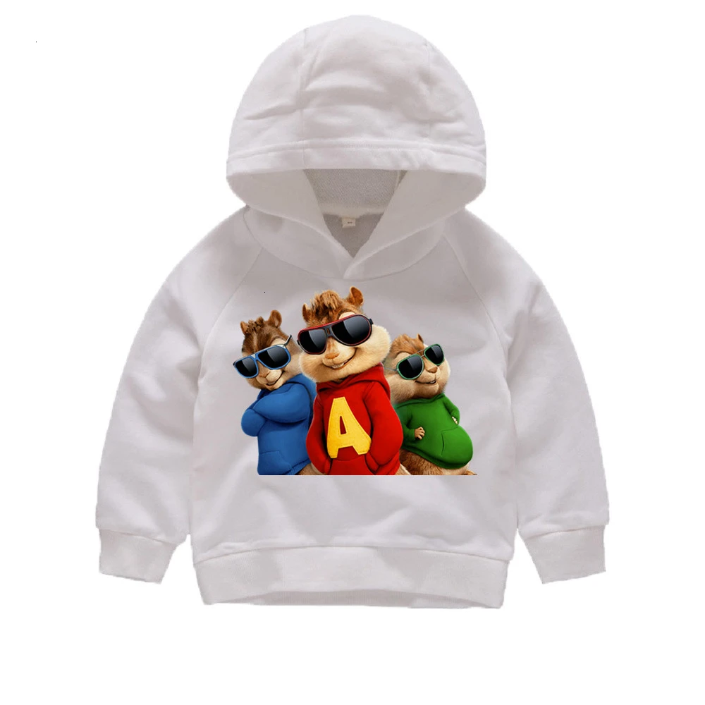 as picture Зимняя толстовка с капюшоном и принтом «Alvin And The Chipmunks», забавные детские топы с круглым вырезом для мальчиков и девочек, детские топы с героями мультфильмов - Цвет: as picture