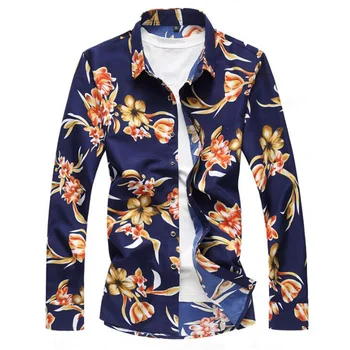 

Fashion Shirt Floral Vintage Men Hawaiian Shirt Summer Beach Men Shirts Long Sleeve 2020 Luxury Beach Shirt Men