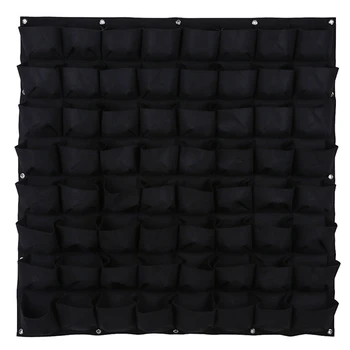 

64 Pockets Vertical Wall Garden Planter Plant Grow Bag for Flower Vegetable for Indoor/Outdoor (64 Pockets, Black)