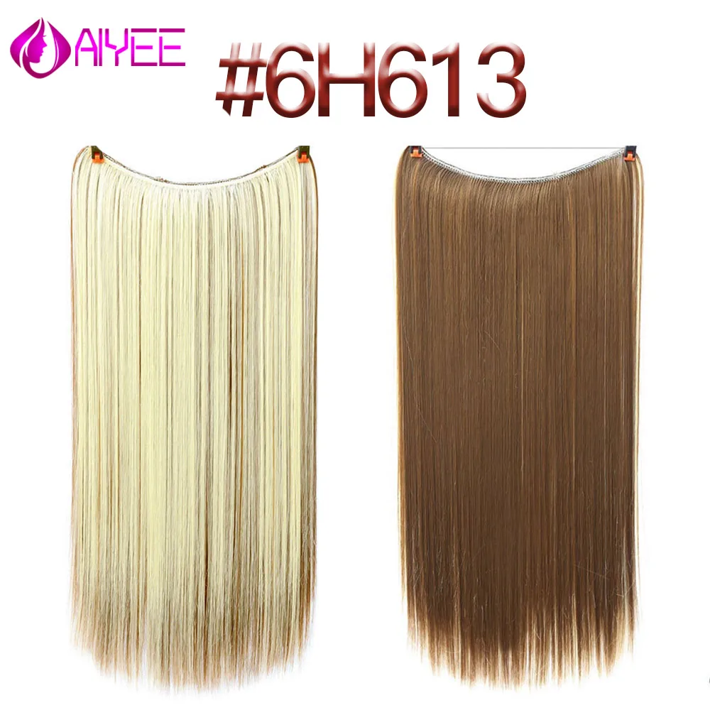 AIYEE 22 ''синтетический шиньон-хвост клип на проволоке рыбий линии волосы для наращивания невидимая проволока один кусок для Омбре волос конский хвост - Цвет: YX01-6H613