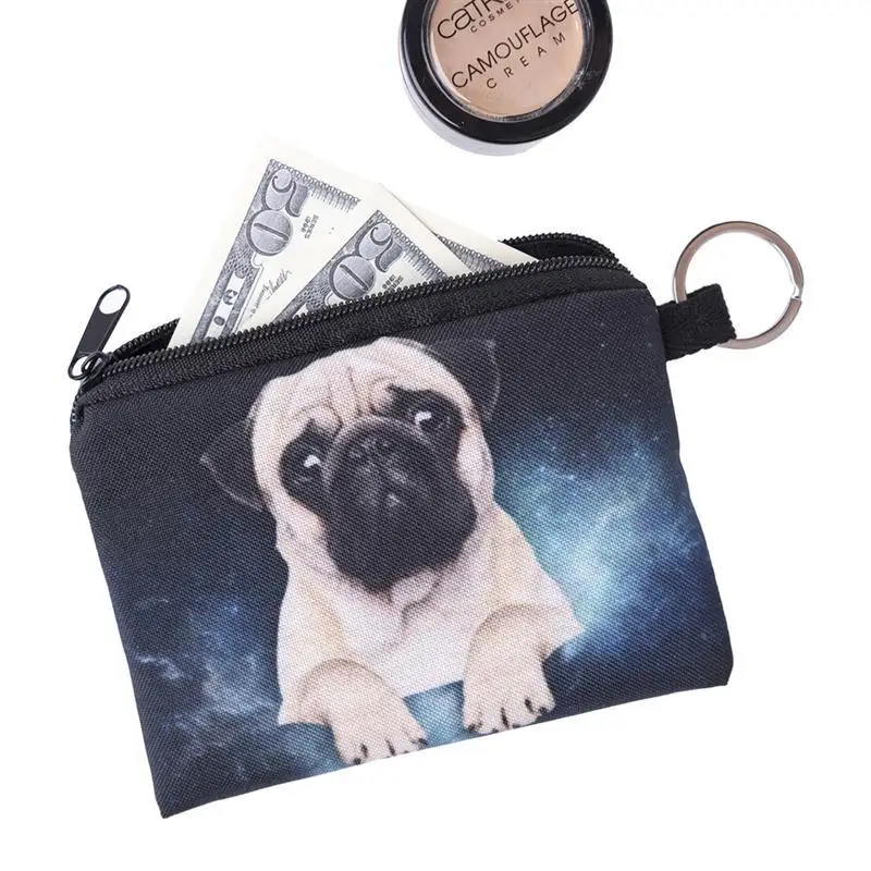 

1PC Unisex Wallet Cute Purse Cartoon Dog Animal Short Wallet With Zipper 3D Dog Cat Print Coin Pouch Wallet Clutch Card Holder