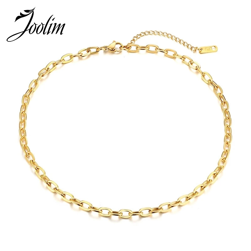

JOOLIM High End Gold Finish Chunky Link Chain Necklace Stainless Steel Necklace Wholesale