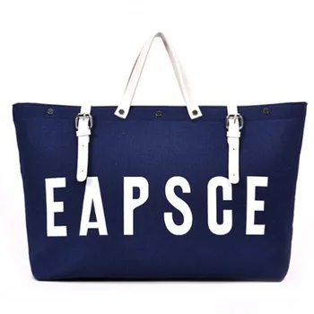 

Short-Distance Travel Bag Casual Letter Handbag Large-Capacity Shoulder Bag Simple Messenger Bag Portable Tote Bag Blue