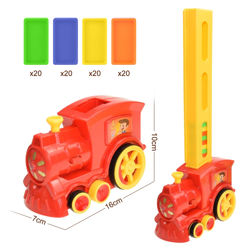 Domino Train Car Set Kids Sound Light Automatic Laying Domino Brick Colorful Dominoes Blocks Game Toys Set Gift for Boys Girls