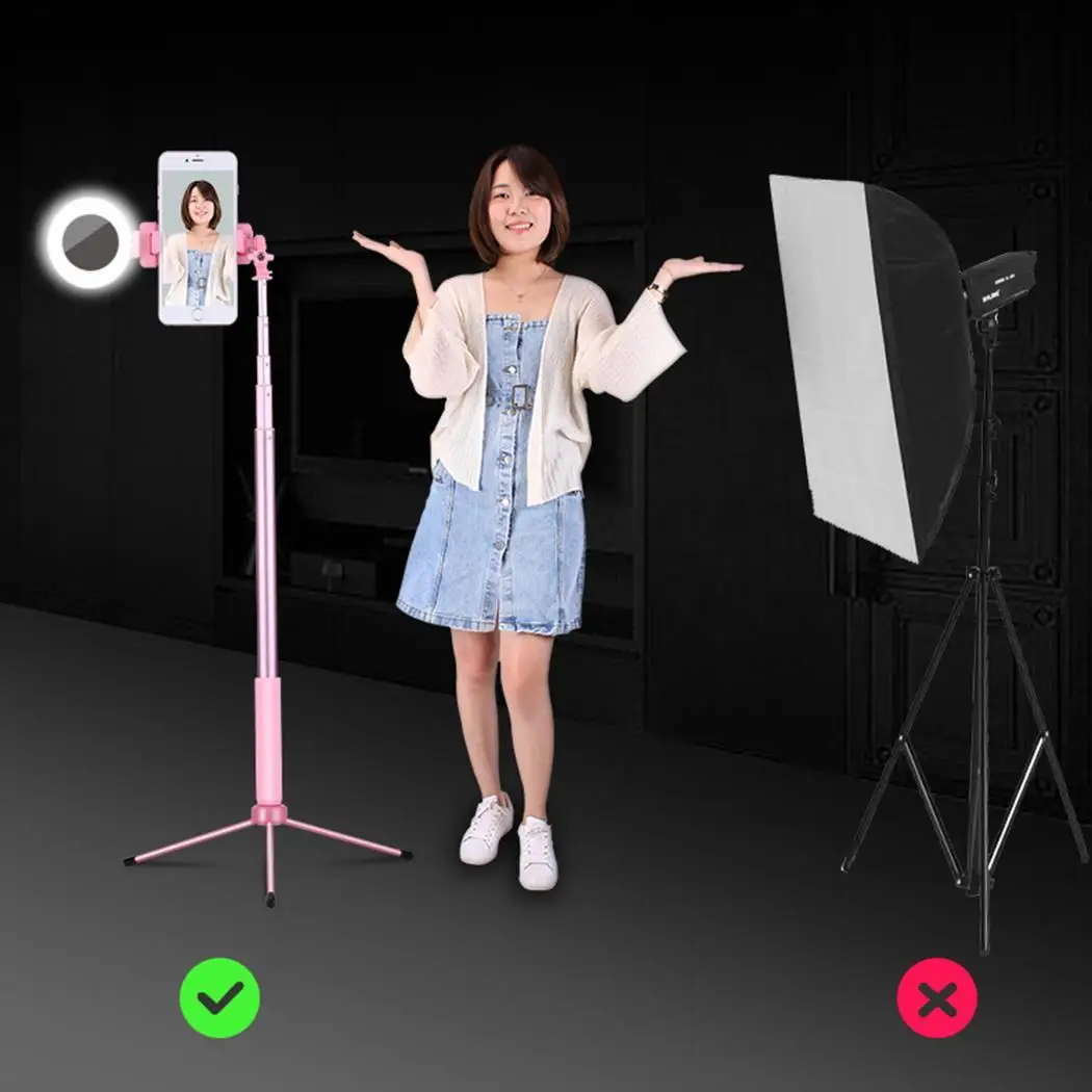 

Extendable Selfie Stick Mini Self-timer Tripod Phone Wireless Mount Pink, Black Holder