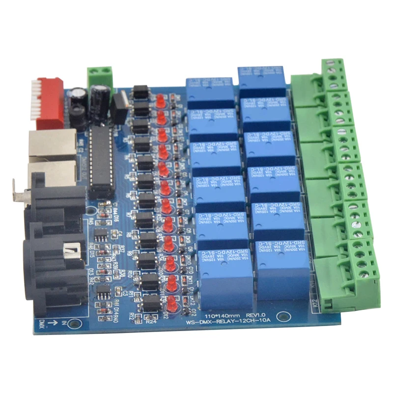 СВЕТОДИОДНЫЙ полноцветный светильник с 12 канальным контроллером DMX512 декодер 12 реле декодер OD889