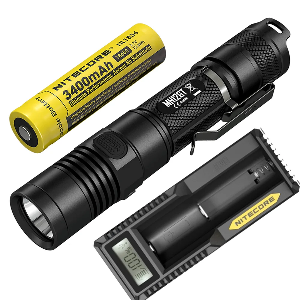 MH12GT NL1834 UM10 NITECORE MH12GT USB непосредственно заряжаемый фонарик CREE XP-L HI V3 светодиодный Луч расстояние 320 м Открытый спортивный факел поиск света - Испускаемый цвет: MH12GT NL1834 UM10