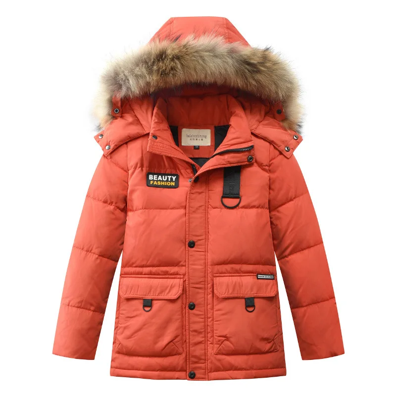 

Children's down Jacket BOY'S Mid-length Korean-style Fur Collar Thick Winter Children's Clothing Big Boy New Style Winter