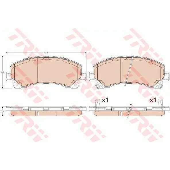 Disc pads front Isuzu D-Max 2.5D/TD/3.0D 07 TRW GDB354