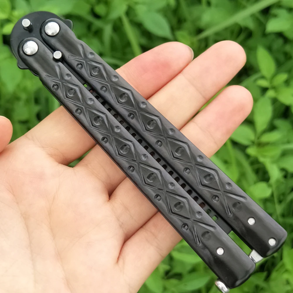  MAIYU - cuchillo mariposa y cuchillo para peinar de  entrenamiento, cuchillo sin filo, de acero, Balisong para practicar de  metal multicolor con vaina (cuchillo de entrenamiento). : Todo lo demás