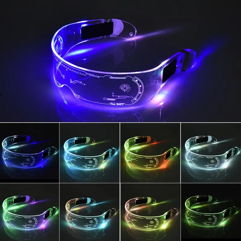 Cool Luminous LED Glasses Glowing Costume Neon Light Flashing Sunglasses For Nightclub DJ Dance Party Decor | Дом и сад