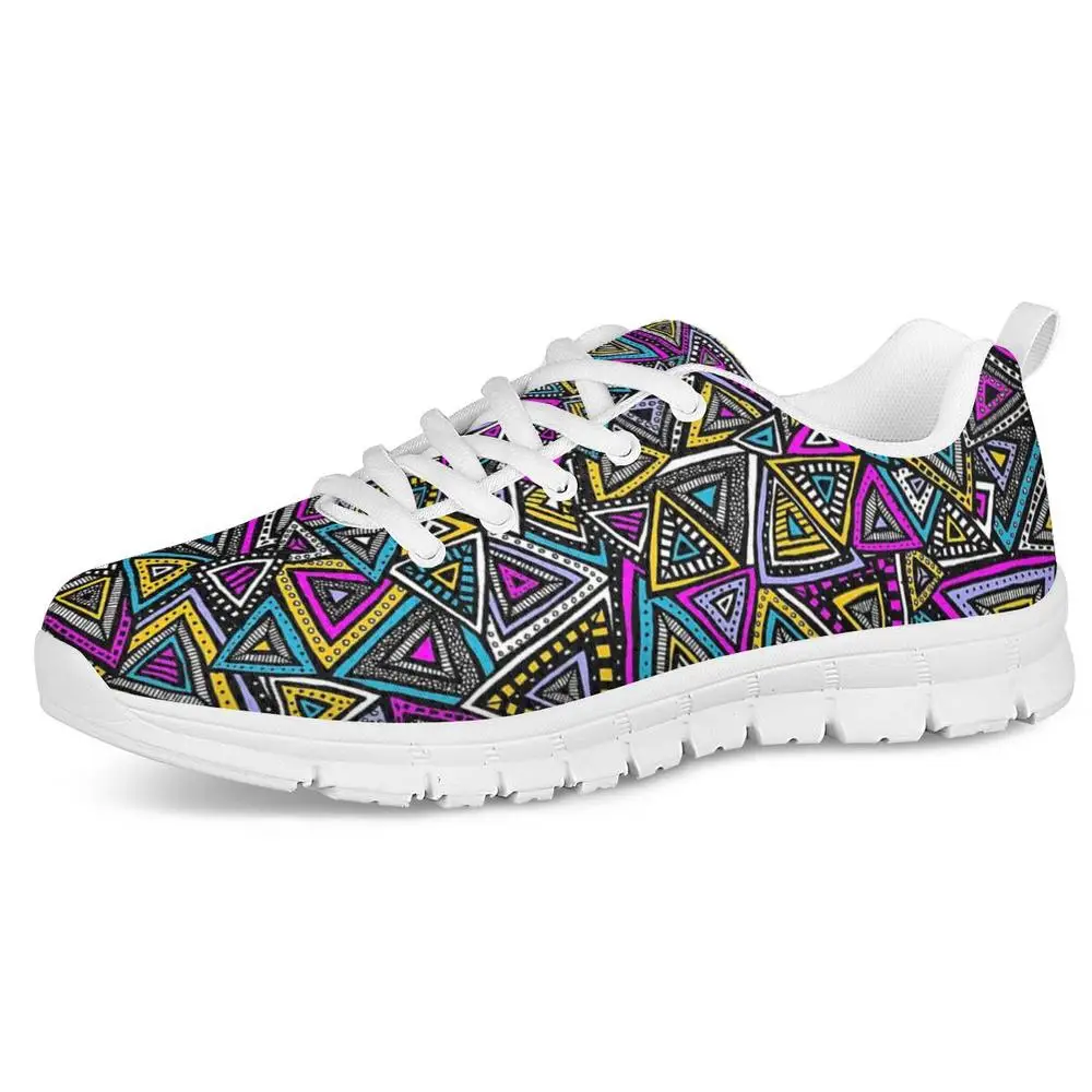 

Tribal Triangles Pattern Running Shoes Women Nursing Shoes Casual Lace Up Walk Sneakers Comfortable Women's Flats Shoe Sneaker