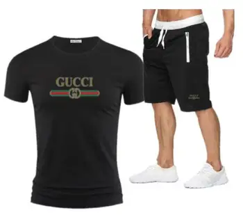 Gucci chándal para hombre de conjunto de ropa informal de moda para hombre de camiseta de secado rápido y pantalones cortos de trajes d