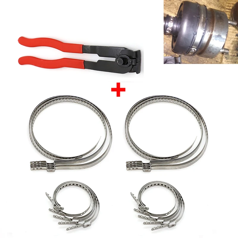 CV Joint Boot Crimp Clamps Axle Boot Clamp Pliers Tool Crimp-Ear Type Extensio for Auto Car ATV Motorcycle 20PCS cv boot clamp,stainless steel clamp clips,clamp pliers