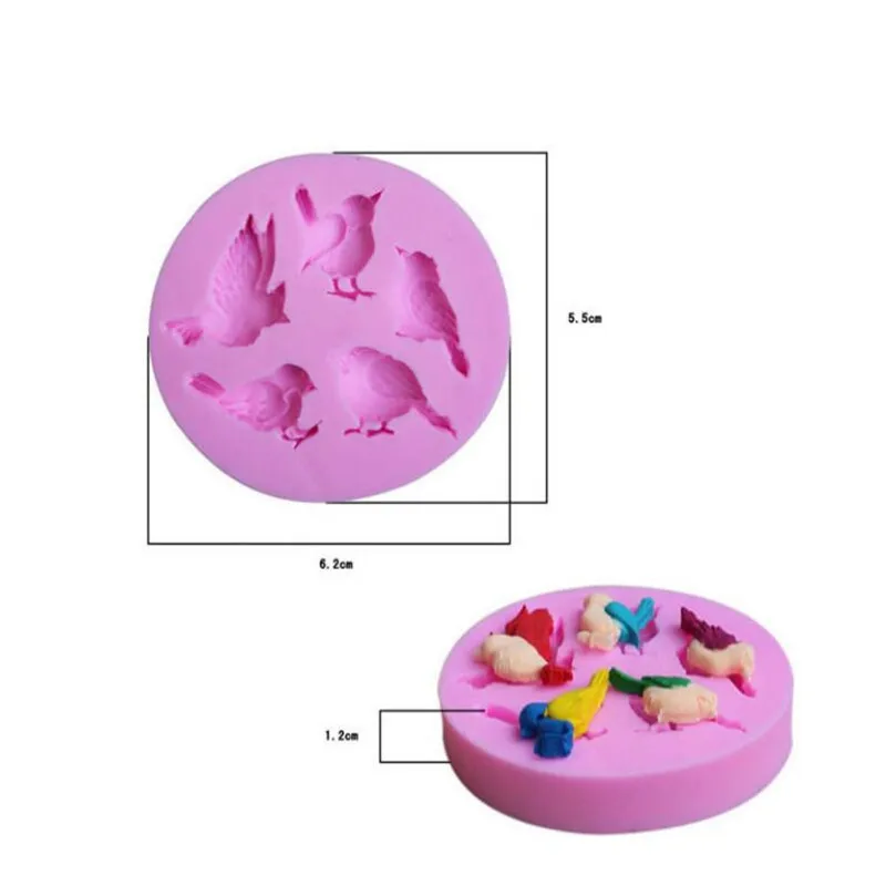 Stampo in silicone per uccelli 3D Stampo in silicone per caramelle Argilla polimerica Stampi per fondente