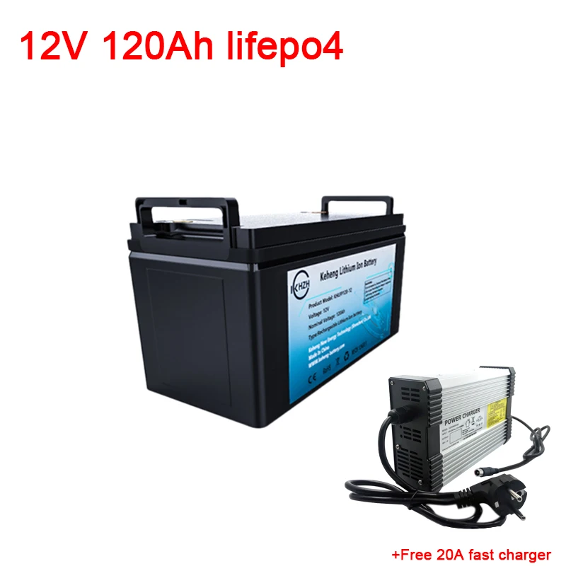 

LiFePO4 Lithium Battery 12V 120Ah With BMS System Lifepo4 RV Battery Replacement Sealed Lead Acid Battery+20A charger