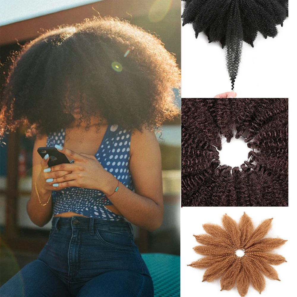 

For Woman 8'' Crochet Marley Braids Black Hair Soft Afro Twist Synthetic Braiding Hair Extensions High Temperature Fiber