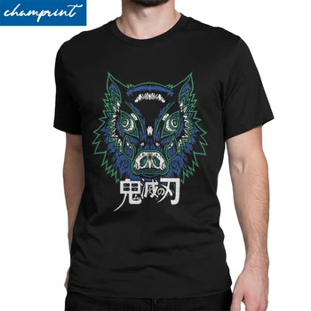 

Inosuke Boar Head T-Shirts Men Demon Slayer Anime Demon Blade Novelty Cotton Tees Round Neck T Shirt Plus Size Clothes
